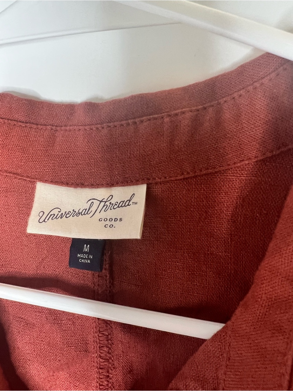 Universal Thread Rust Short-Sleeve Button-Down Linen Tunic - Picture 2 of 3